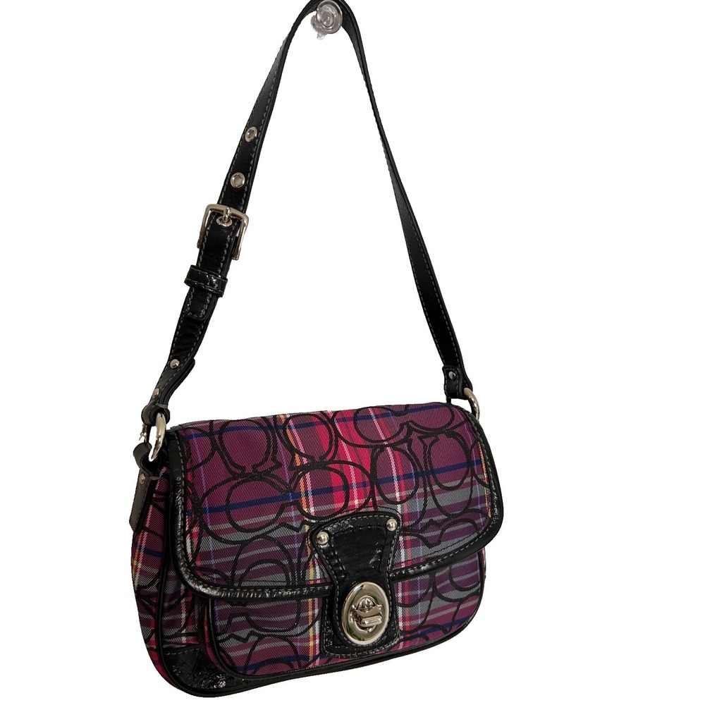 Y2K Coach Tartan Poppy Small Penny Plaid Flap Multicolor Purse 15477 EUC